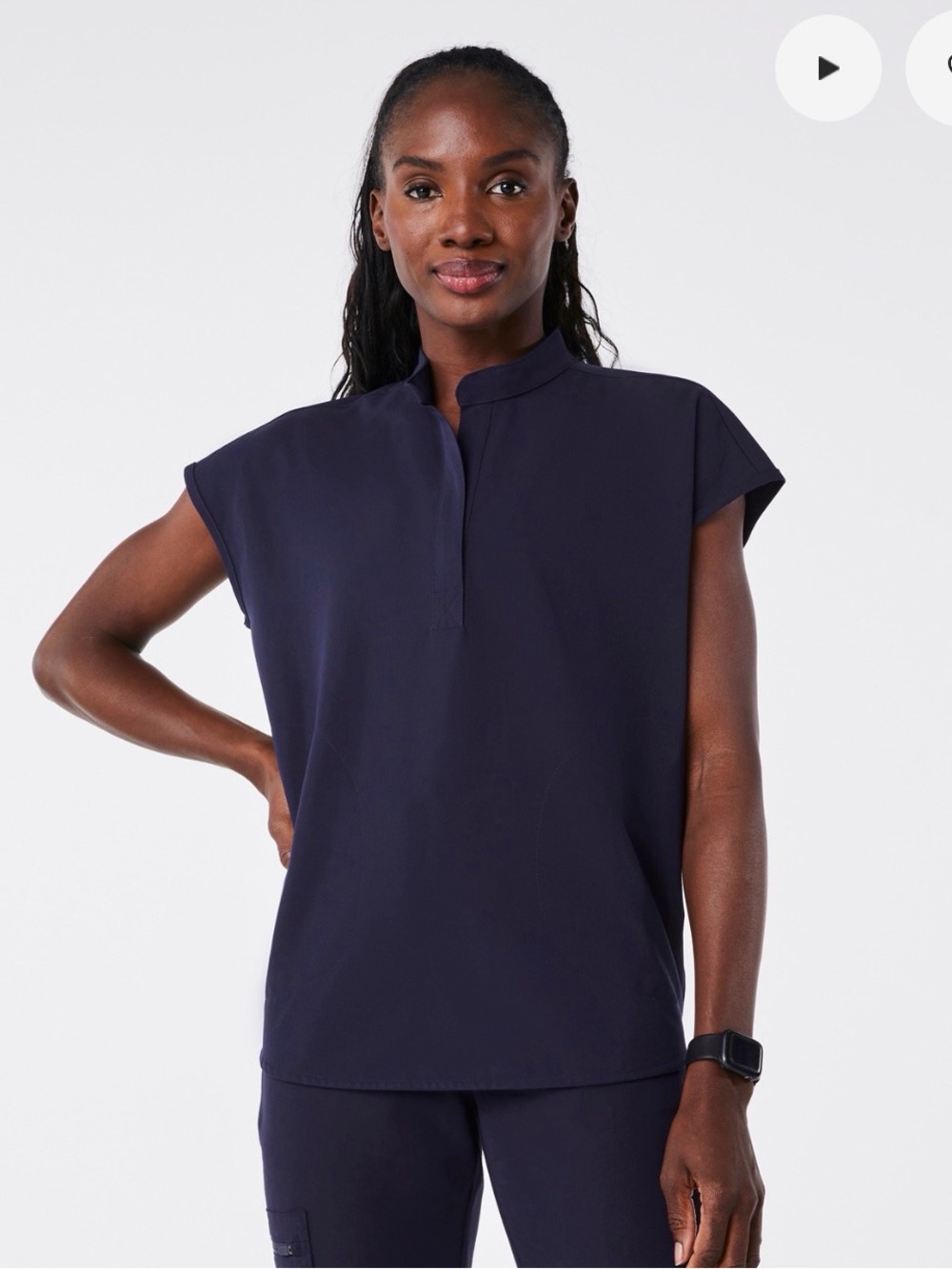 Figs Navy Rafaela Top